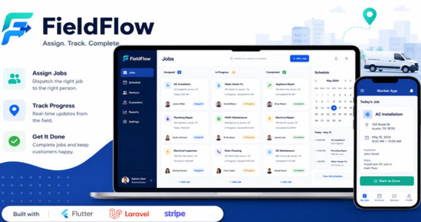 FieldFlow SaaS – Field Service Management System with Laravel and Flutter Mobile App