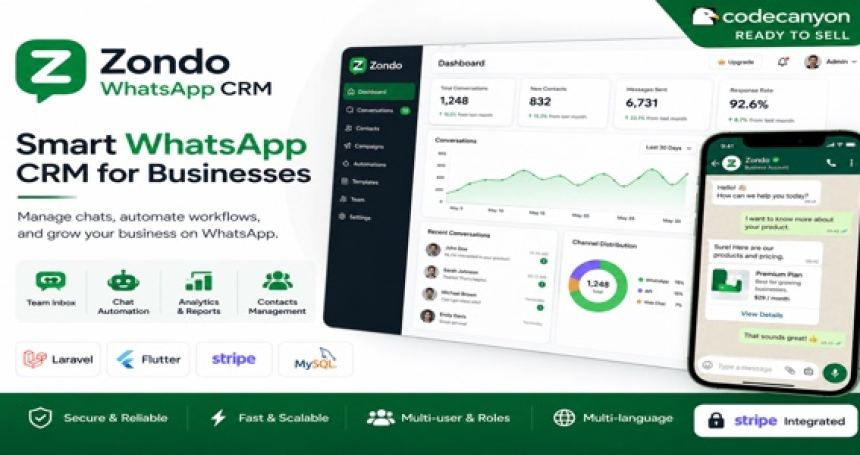 Zendo - Multi-Tenant WhatsApp CRM With AI Chatbot Laravel and Flutter